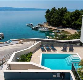 5 bedroom beachfront villa with heated pool near Omis, sleeps 9